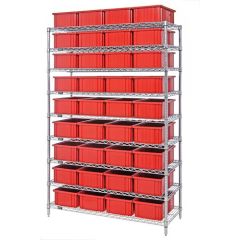 Wire Shelving System with 9 Shelves, 24" x 60" x 74"