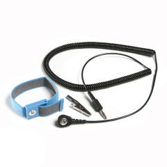 Statico S0101-12 Adjustable Wrist Strap with 4mm Snap & Alligator Clip, Blue, includes 12' Coil Cord