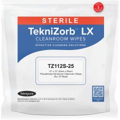 Teknipure TZ112S-25 Sterile TekniZorb™ LX Polycellulose Nonwoven Cleanroom Wipes, 12" x 12" (Case of 500)