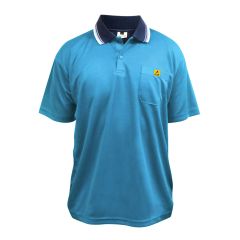 Polo ESD de manga corta con cuello, azul marino