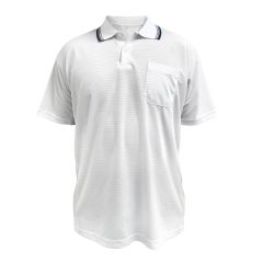 Polo ESD de manga corta con cuello, blanco