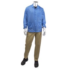 Uniform Technology BR3C-42NB-XS NASA Blue Short ESD Sheer Lab Coat with 3 Pockets, Lapel Collar & Knit Cuffs, X-Small