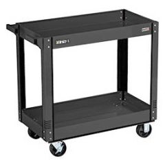 Vidmar VJ441000 E-Series Heavy-Duty Steel Utility Cart with 2 Lipped Shelves, Gray, 20.5" x 37.5" x 38.5"