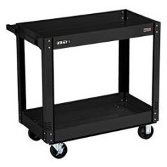 Vidmar VJ441000 E-Series Heavy-Duty Steel Utility Cart with 2 Lipped Shelves, Black, 20.5" x 37.5" x 38.5"