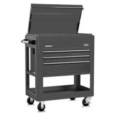 Vidmar VJ559000-3 E-Series Heavy-Duty Steel Utility Cart with 3 Drawers & Lift-Up Top, Gray, 23" x 30" x 46"