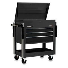 Vidmar VJUC3743-3 E-Series Modular Steel Utility Cart with 3 Drawers & Lift-Up Top, Black, 20" x 37" x 43"