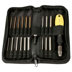 Wiha 38790 20-Piece Quick Release Bit Holder Set with Zippered Case 