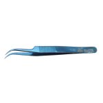 Aven Tools 18872 Blue-Tek 7-SS Stainless Steel Tweezers with 40° Curved, Fine Tips, 4.76" OAL