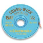 Chemtronics 50-2-100 #2 Soder-Wick® Rosin Flux Desoldering Wick, Yellow, 0.060