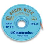 Chemtronics 50-4-100 #4 Soder-Wick® Rosin Flux Desoldering Wick, Blue, 0.110