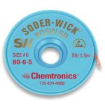 Chemtronics 50-6-25 #6 Soder-Wick® Rosin Flux Desoldering Wick, Red, 0.210