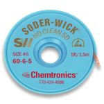 Chemtronics 60-6-5 #5 Soder-Wick® No-Clean ESD-Safe Desoldering Wick, Red, 0.210