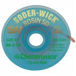 Chemtronics 80-3-10 Soder-Wick Rosin Desoldering Braid, Green, 0.080