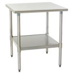 Eagle Worktable, 16 ga. 304 Stainless Steel, Flat Top, Galvanized Shelf Base 24"x30"