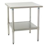 Eagle Worktable, 16 ga. 430 Stainless Steel, Flat Top, Galvanized Shelf Base 24"x36" 