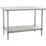 Eagle Worktable, 14 ga. 304 Stainless Steel, Flat Top, Galvanized Shelf Base 24"x48" 