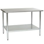 Eagle Worktable, 16 ga. 304 Stainless Steel, Flat Top, Galvanized Shelf Base 24"x48"