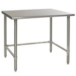 Eagle Worktable, 14 ga. 304 Stainless Steel, Flat Top, Galvanized Tubing Base 24"x48" 