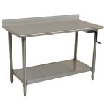 Eagle T2448SEB-BS-HA ADA Ergonomic Height Adjustable Stainless Steel Table with Backsplash & Stainless Shelf Base, 24" x 48"