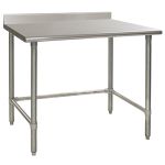 Eagle Worktable, 14 ga. 304 Stainless Steel, 4.5" Backsplash, Stainless Tubing Base 24"x48" 