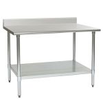 24" x 60" Stainless Steel Table with Marine Edge & Galvanized Shelf Base