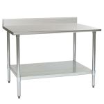 Eagle Worktable, 14 ga. 304 Stainless Steel, 4.5" Backsplash, Stainless Shelf Base 24"x60" 