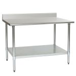 Eagle Worktable, 16 ga. 304 Stainless Steel, Backsplash, Stainless Shelf Base 24"x60"