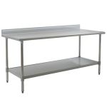 Eagle Worktable, 16 ga. 304 Stainless Steel, Backsplash, Galvanized Shelf Base 24"x72"