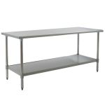 Eagle Worktable, 16 ga. 304 Stainless Steel, Flat Top, Galvanized Shelf Base 24"x72"