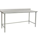 Eagle Worktable, 14 ga. 304 Stainless Steel, 4.5" Backsplash, Galvanized Tubing Base 24"x72" 