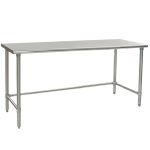 Eagle Worktable, 14 ga. 304 Stainless Steel, Flat Top, Galvanized Tubing Base 24"x72" 