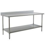 Eagle Worktable, 16 ga. 430 Stainless Steel, 4.5" Backsplash, Stainless Shelf Base 24"x72" 