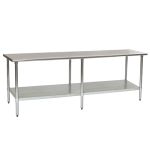 Eagle Worktable, 16 ga. 430 Stainless Steel, Flat Top, Galvanized Shelf Base 24"x96" 