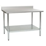 Eagle Worktable, 14 ga. 304 Stainless Steel, 4.5" Backsplash, Galvanized Shelf Base 24"x96" 