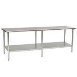 Eagle Worktable, 14 ga. 304 Stainless Steel, Flat Top, Galvanized Shelf Base 24"x96" 