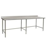 Eagle Worktable, 14 ga. 304 Stainless Steel, 4.5" Backsplash, Galvanized Tubing Base 24"x96" 