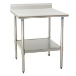 Eagle Worktable, 16 ga. 304 Stainless Steel, Backsplash, Galvanized Shelf Base 30"x30"