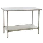 Eagle Worktable, 16 ga. 430 Stainless Steel, Flat Top, Galvanized Shelf Base 30"x60" 