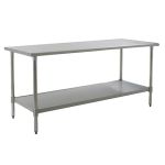 Eagle Worktable, 16 ga. 430 Stainless Steel, Flat Top, Galvanized Shelf Base 30"x72" 