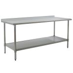 Eagle Worktable, 16 ga. 304 Stainless Steel, Backsplash, Galvanized Shelf Base 30"x72"