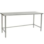 Eagle Worktable, 14 ga. 304 Stainless Steel, Flat Top, Galvanized Tubing Base 30"x72" 