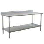 Eagle Worktable, 16 ga. 304 Stainless Steel, Backsplash, Galvanized Shelf Base 30"x84"