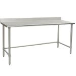 Eagle Worktable, 14 ga. 304 Stainless Steel, 4.5" Backsplash, Galvanized Tubing Base 30"x84" 