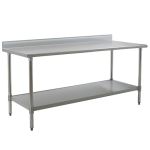 Eagle Worktable, 16 ga. 430 Stainless Steel, 4.5" Backsplash, Stainless Shelf Base 30"x84" 