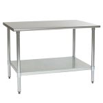 Eagle Worktable, 16 ga. 430 Stainless Steel, Flat Top, Galvanized Shelf Base 36"x48" 