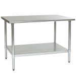 Eagle Worktable, 14 ga. 304 Stainless Steel, Flat Top, Galvanized Shelf Base 36"x48" 