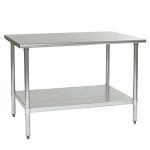 Eagle Worktable, 16 ga. 304 Stainless Steel, Flat Top, Galvanized Shelf Base 36"x48"