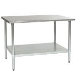 Eagle Worktable, 16 ga. 430 Stainless Steel, Flat Top, Stainless Shelf Base 36"x48" 