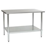 Eagle Worktable, 16 ga. 430 Stainless Steel, Flat Top, Galvanized Shelf Base 36"x60" 