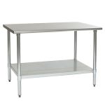 Eagle Worktable, 16 ga. 304 Stainless Steel, Flat Top, Galvanized Shelf Base 36"x60"